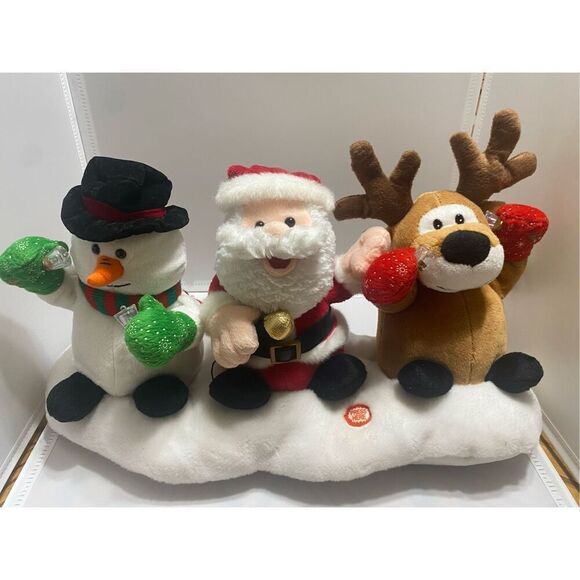 Christmas Singing Light Up Plush Snowman Santa Reindeer Snow Here Comes Santa - Picture 1 of 9